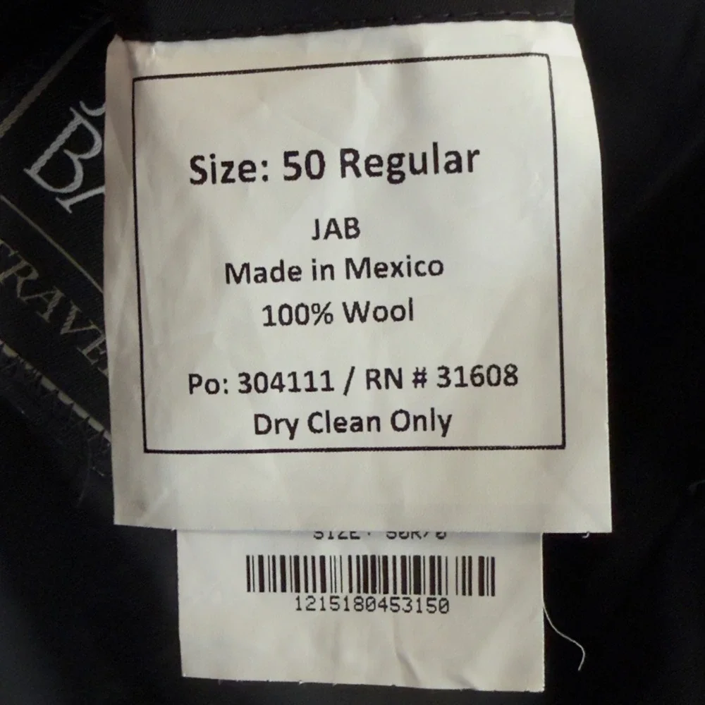 Jos A Bank Traveler Mens 50R Tailored Fit Blazer Black Two‎ Button Sport Coat